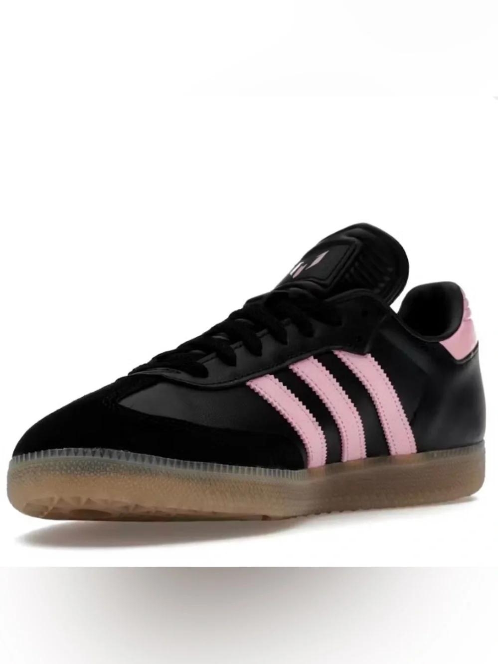 adidas Samba MESSI SOCCER Black with Pink Stripes and Gum Sole 8.5 men/9.5 women